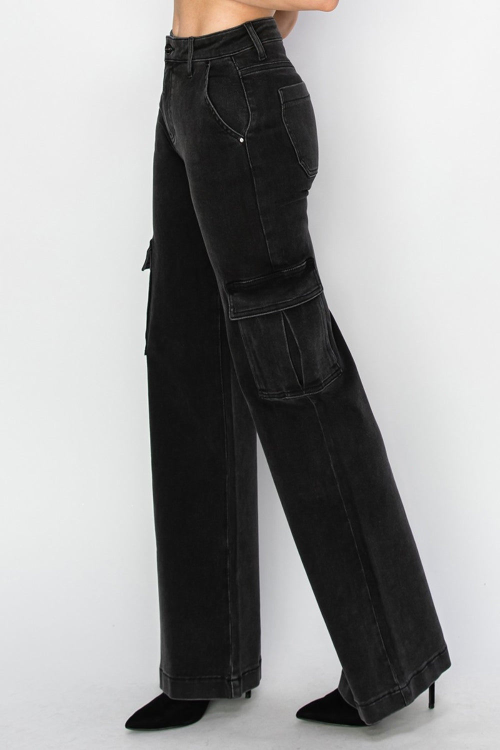 Macy Risen Full Size High Rise Wide Leg Cargo Jeans