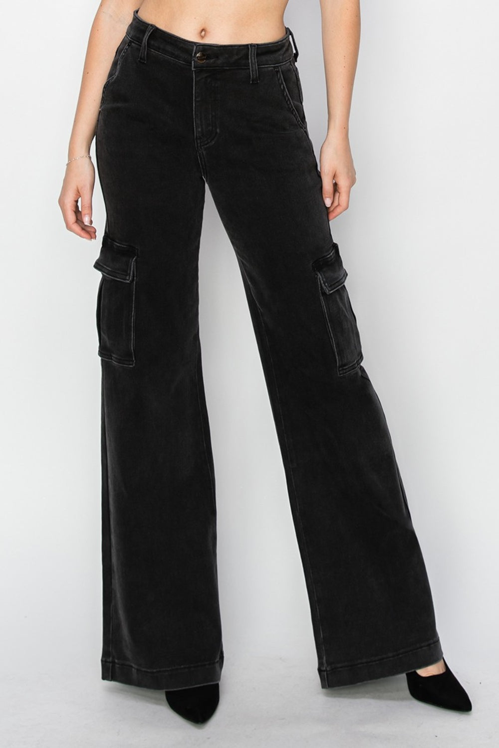 Macy Risen Full Size High Rise Wide Leg Cargo Jeans