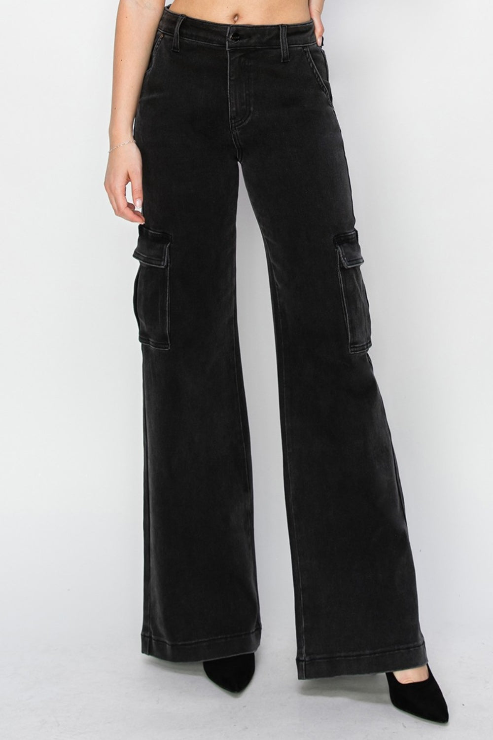 Macy Risen Full Size High Rise Wide Leg Cargo Jeans