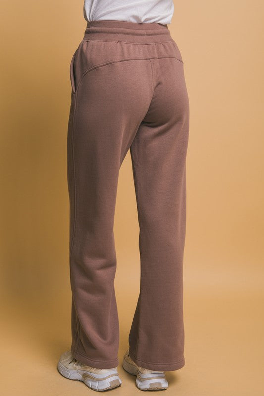 Drawstring Wide Leg Sweatpants with Pockets