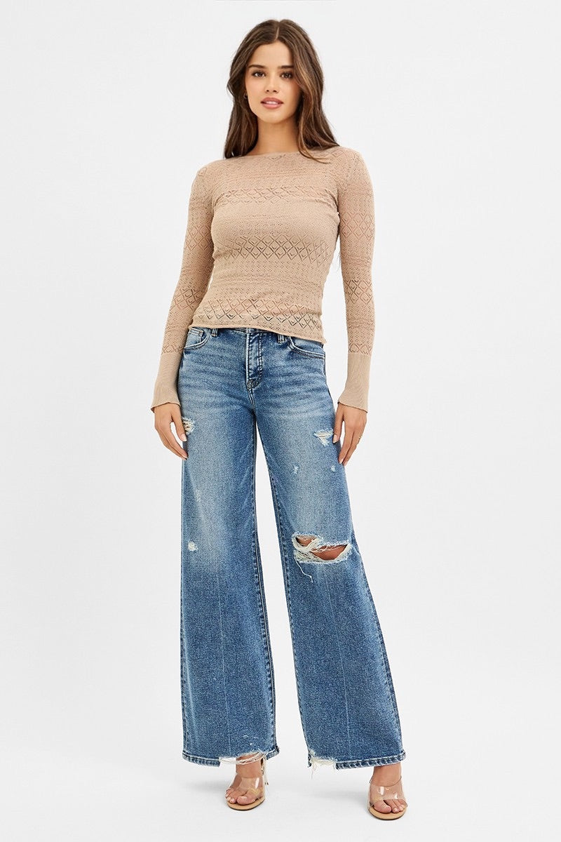 Johan—RISEN Tummy Control Mid Rise Fit Wide Jeans