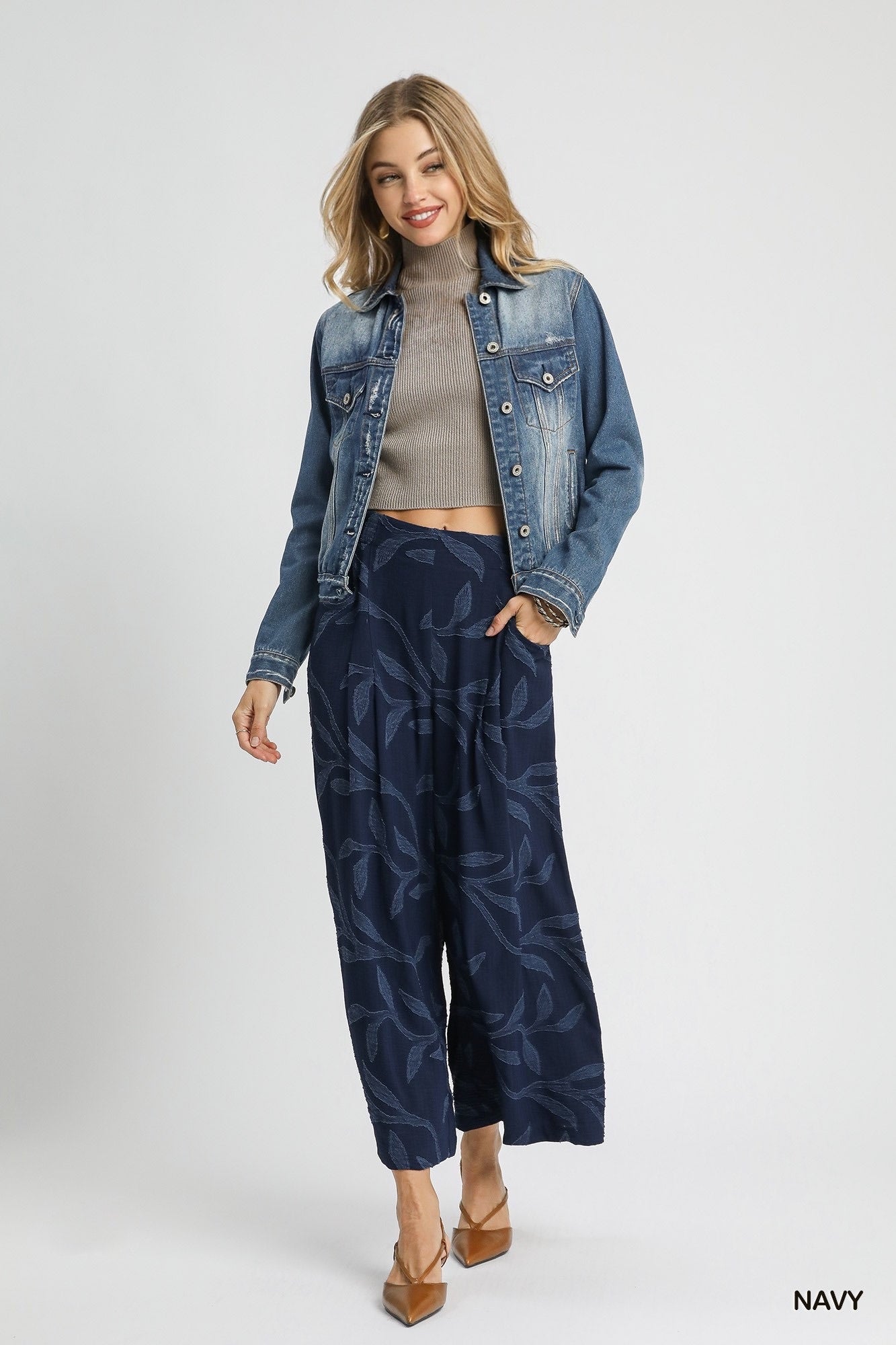 Belle Jacquard Wide-Leg Pants