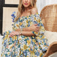 Layered Floral Off-Shoulder Short Sleeve Maxi Dress