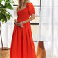 Popcorn Smocked Puff Sleeve Dress