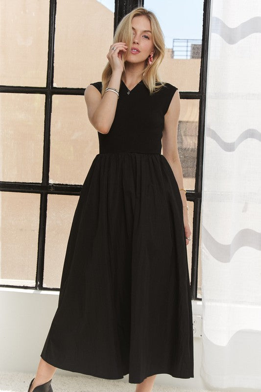 V-Neck Cap Sleeve Dress