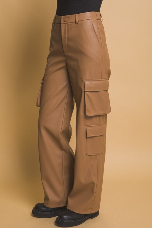 Delilah PU Leather Cargo Pants