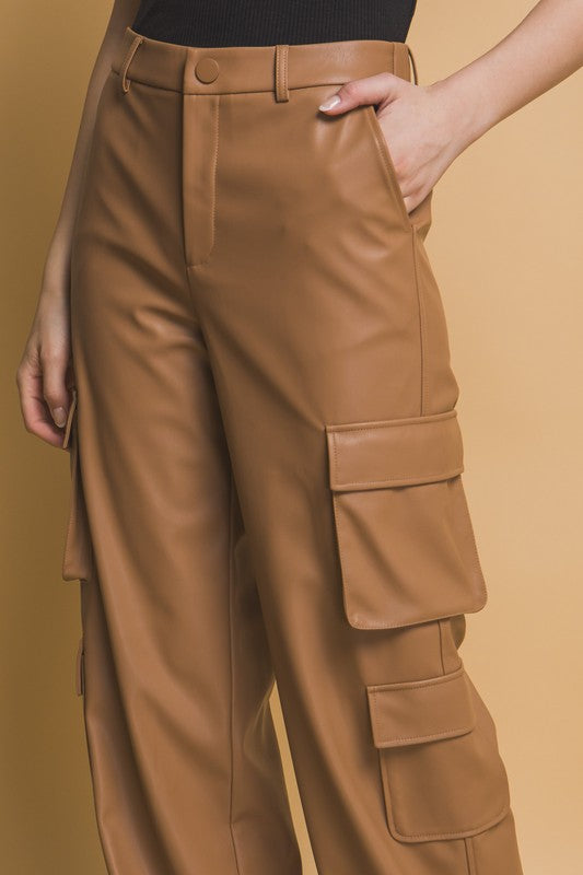 Delilah PU Leather Cargo Pants