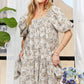 Floral Square Neck Puff Sleeve Dress