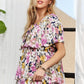 Layered Floral Off-Shoulder Short Sleeve Maxi Dress