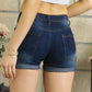Distressed Roll Up Denim Shorts with Pockets