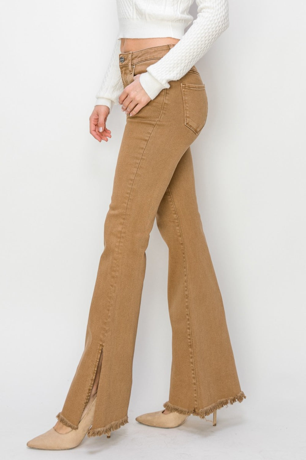 Flora Bailey Full Size High Waist Side Slit Flare Jeans