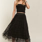 Elastic Waist Layered Mesh Midi Skirt