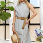 Striped Button Down Sleeveless Midi Dress
