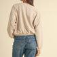 Riley Round Neck Letter Embroidery Crop Sweatshirt