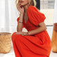 Popcorn Smocked Puff Sleeve Dress