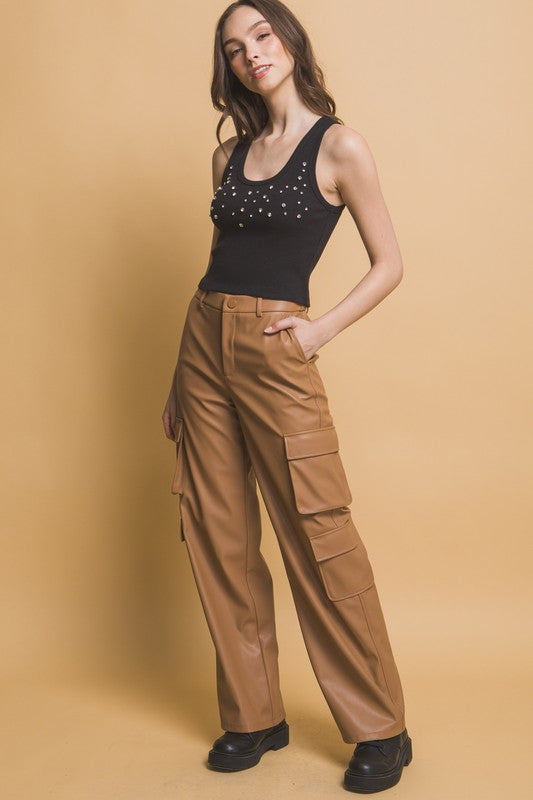 Delilah PU Leather Cargo Pants