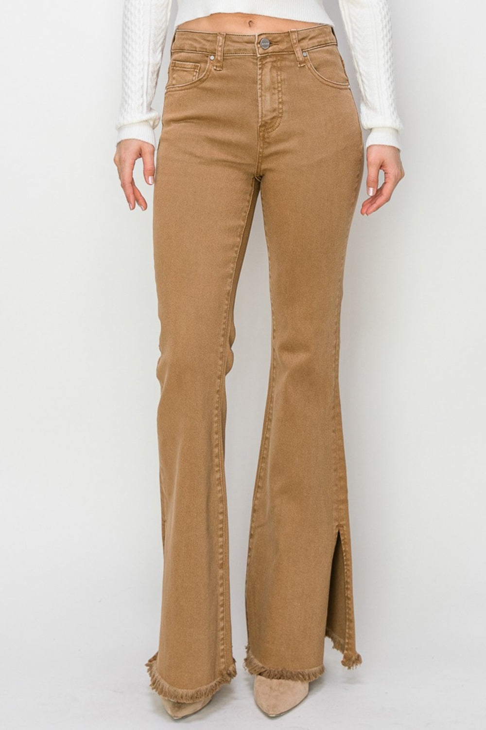 Flora Bailey Full Size High Waist Side Slit Flare Jeans