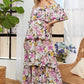 Layered Floral Off-Shoulder Short Sleeve Maxi Dress
