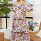 Layered Floral Off-Shoulder Short Sleeve Maxi Dress