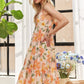 Smocked Back Floral Adjustable Strap Midi Dress
