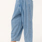 Elastic Back Pleated Baggy Jeans
