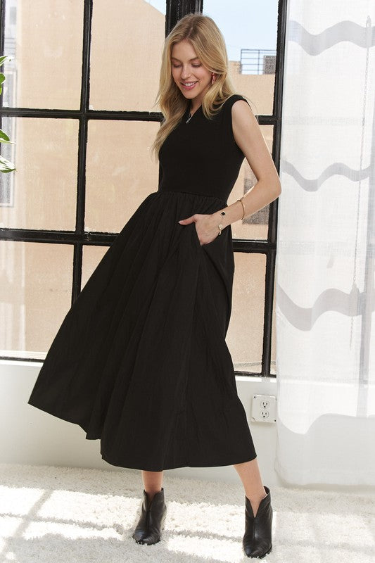 V-Neck Cap Sleeve Dress