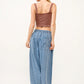 Elastic Back Pleated Baggy Jeans