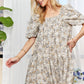 Floral Square Neck Puff Sleeve Dress