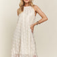 Applique Pearl Detail Grecian Neck Midi Dress