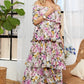 Layered Floral Off-Shoulder Short Sleeve Maxi Dress