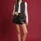 Vee Zip-Front Fitted Vest with Pockets
