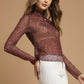 Luxe Nylon Lace Mesh Long Sleeve Top