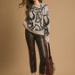 Loretta Heart Print Crew Neck Sweater