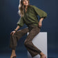 Luanne Textured Notched Balloon Sleeve Blouse Plus Size