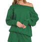 Fleece Boat Neck Sweatshirt and Shorts Set