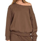 Fleece Boat Neck Sweatshirt and Shorts Set