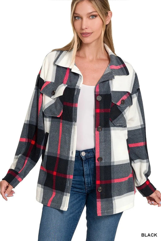 Keep Me Warm Oversized Plaid Fleece Shacket