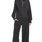 Lounge Around Ribbed High Neck Half Zip Pullover & Pants Set