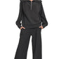 Lounge Around Ribbed High Neck Half Zip Pullover & Pants Set