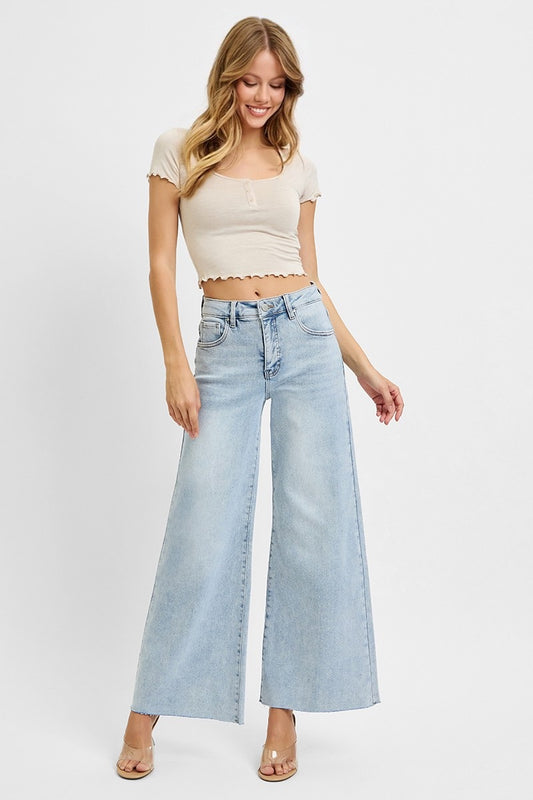 Debbie RISEN Full Size High Rise Ankle Wide Palazzo Jeans Plus Size