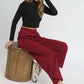 Cable Knit Textured Wide Leg Pants