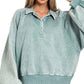 Terry Acid Wash Fleece Collared Sweatshirt
