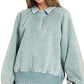 Terry Acid Wash Fleece Collared Sweatshirt