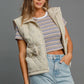 Sleeveless Quilted Vest with Bow Details