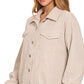 Cozy Vibes Distressed Corduroy Frayed Hem Cropped Jacket