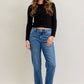 Lola Judy Blue Mid Rise BF Classic Cuffed Jeans Plus Size