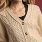 Emma Chunky Cable Knit V-Neck Button-Up Cardigan
