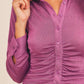 Front Ruched Button-Down Skinny Mini Shirt Dress