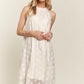Applique Pearl Detail Grecian Neck Midi Dress