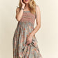 Smocked Printed Square Neck Tie Shoulder Cami Dress